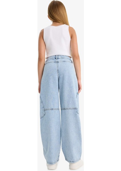 Kız Çocuk Baggy Fit Geniş Bol Paça Jean Pantolon E1742A825SM