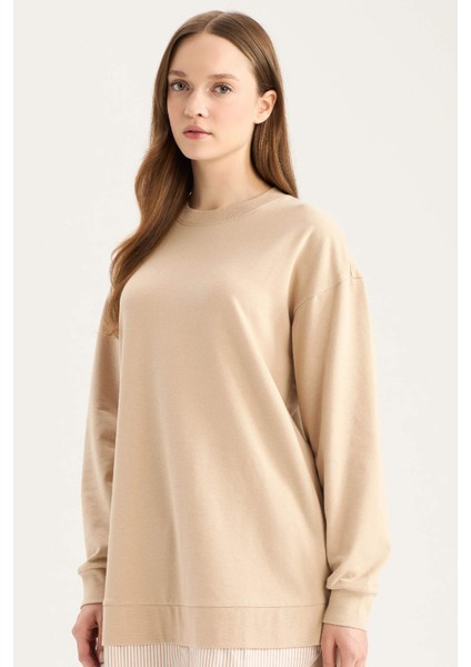 Regular Fit Bisiklet Yaka Basic Düz Sweatshirt Tunik A9529AX25SP