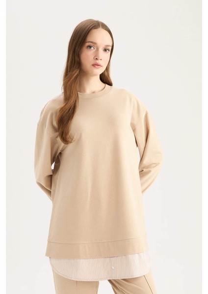 Regular Fit Bisiklet Yaka Basic Düz Sweatshirt Tunik A9529AX25SP