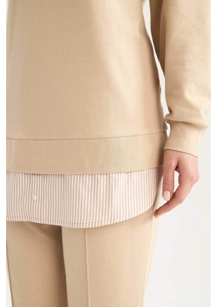 Regular Fit Bisiklet Yaka Basic Düz Sweatshirt Tunik A9529AX25SP