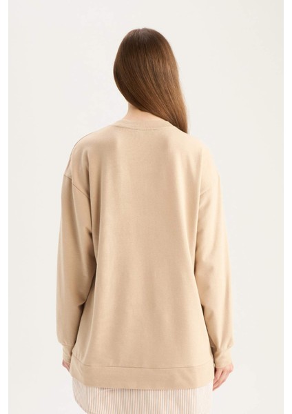 Regular Fit Bisiklet Yaka Basic Düz Sweatshirt Tunik A9529AX25SP