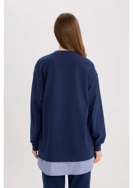 Regular Fit Bisiklet Yaka Basic Düz Sweatshirt Tunik A9529AX25SP