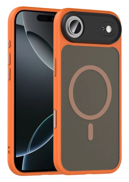 iPhone 17 Air Kılıf Magsafe Manyetik Şarj Mat Buzlu Şeffaf Renkli Hassas Buton Kamera Korumalı Kapak