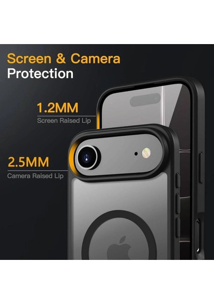 iPhone 17 Air Kılıf Magsafe Manyetik Şarj Mat Buzlu Şeffaf Renkli Hassas Buton Kamera Korumalı Kapak