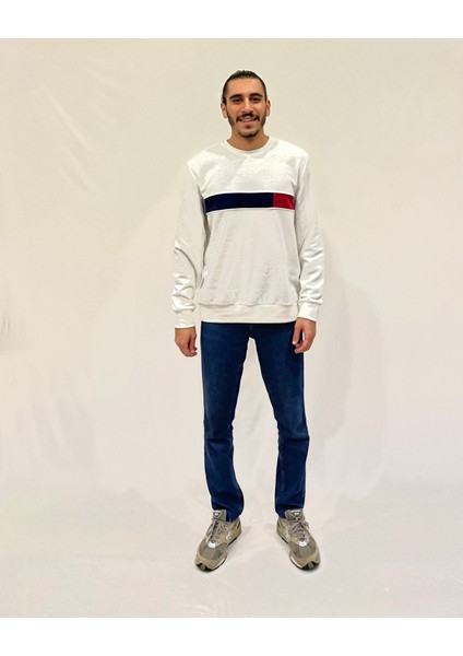 Erkek Bisiklet Yaka Rahat Kalıp 3 Iplik Kalın Garnili Sweatshirt SPR24SW35