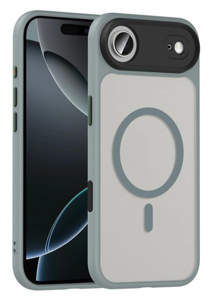 iPhone 17 Air Kılıf Magsafe Manyetik Şarj Mat Buzlu Şeffaf Renkli Hassas Buton Kamera Korumalı Kapak