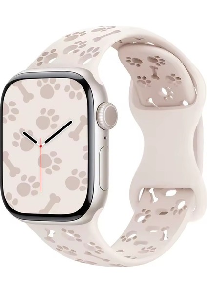 Apple Watch 11-10 42MM 9 8 7 41MM Se 6 5 4 40MM 1 2 38MM Uyumlu Paw & Bone Desenli Silikon Kordon