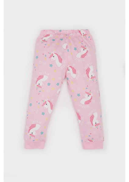 Kız Bebek Unicorn Baskılı Pijama Takımı Uzun Kollu Üst Beli Lastikli Uzun Alt E0763A525SP