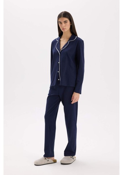Pijama Takımı Regular Fit Uzun Kollu Üst Uzun Altı-Fall in Love E2246AXNS