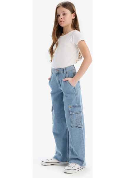 Kız Çocuk Wide Leg Kargo Geniş Bol Paça Jean Pantolon E2304a825sp