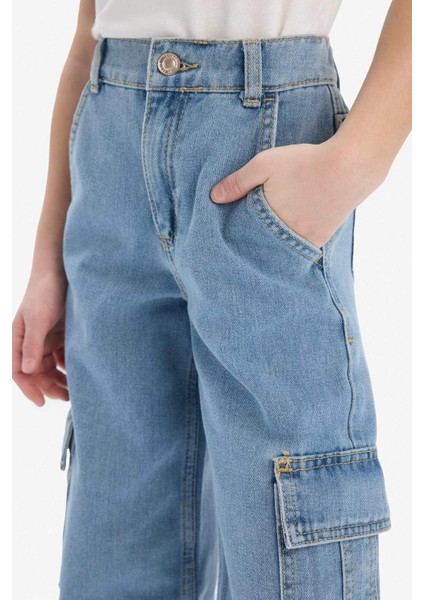 Kız Çocuk Wide Leg Kargo Geniş Bol Paça Jean Pantolon E2304a825sp