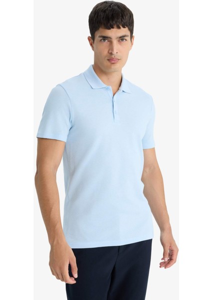 Slim Fit Dar Kesim Polo Yaka Kısa Kollu Pamuklu Modal Karışımlı Basic Düz Tişört M6609AZ25SP