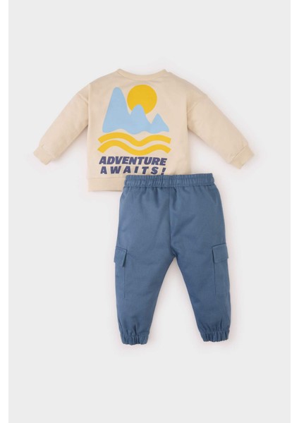 Erkek Bebek 2'li Takım Baskılı Sweatshirt Beli Paçası Lastikli Alt D3348A525SP