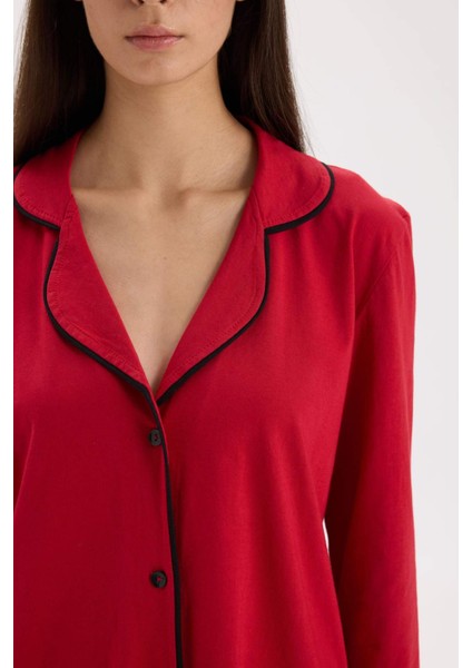 Pijama Takımı Regular Fit Uzun Kollu Üst Uzun Alt-Fall in Love E2246AXNS