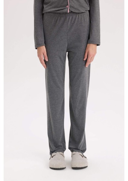 Pijama Takımı Regular Fit Uzun Kollu Üst Uzun Alt-Fall in Love E2246AXNS