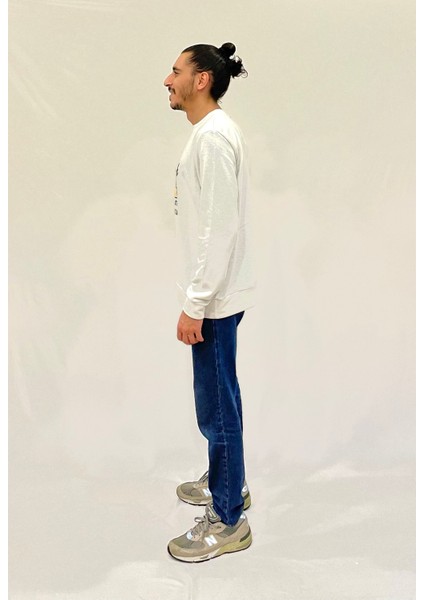 Erkek Bisiklet Yaka Rahat Kalıp 3 Iplik Kalın N Baskılı Sweatshirt SPR24SW25 fiyatları