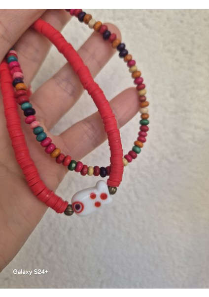 Boncuklu Kolye Seti 2li Pembe Mavi Kolye Balıklı Murano Camlı Kolye fırsatları