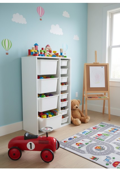 12 Çekmeceli Çok Amaçlı Oyuncak Dolabı ve Saklama Ünitesi – Çocuk Odası Düzenleyici Etiket Hediyeli modelleri