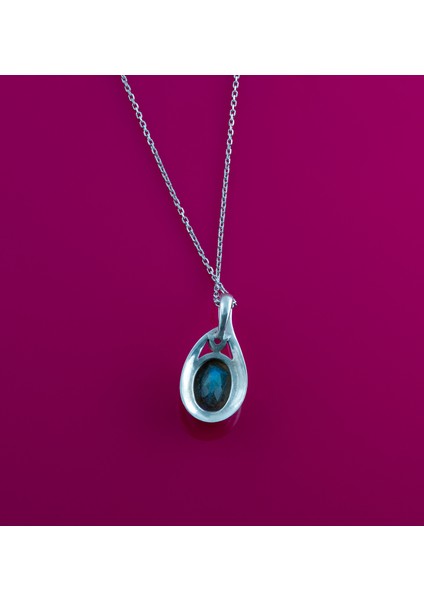 925 Ayar Gümüş Labradorit Taşlı El Yapımı Kadın Kolye, Zincir ile Birlikte Gönderilir Uzunluğu 40 cm fiyatları