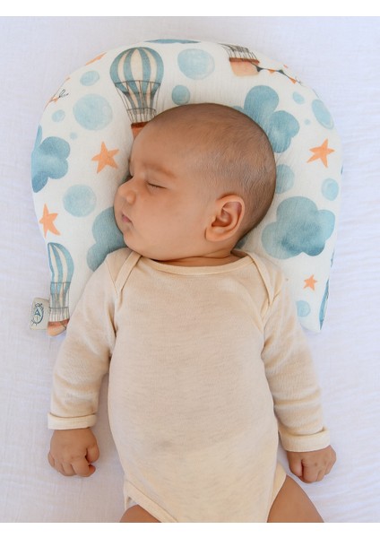 Bebek Konfor Yastığı - Bebek Yastığı, Oval , %100 Müslin Bebek Düz Kafa Yastığı