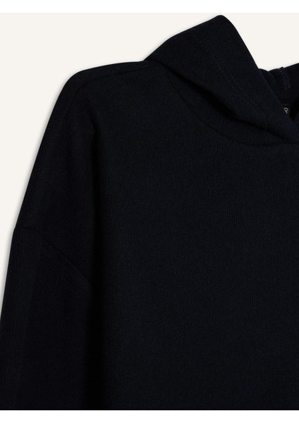 Relax Fit Kapüşonlu Basic Düz Sweatshirt