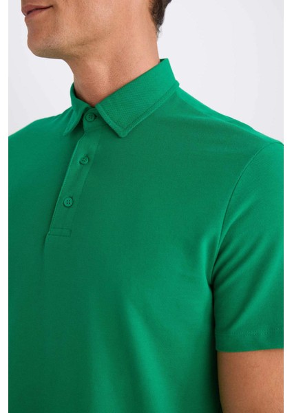 %100 Pamuk Regular Fit Polo Yaka Kısa Kollu Basic Düz Tişört E2348AX24AU