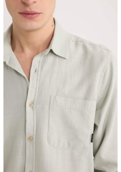 %100 Pamuk Regular Fit Basic Düz Uzun Kollu Gömlek D7079AX25SP