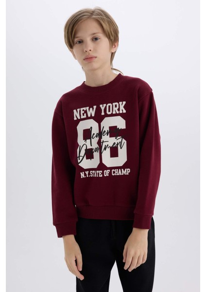 Erkek Çocuk 2'li Takım Baskılı Sweatshirt Beli Lastikli Eşofman Altı E1935A824CW