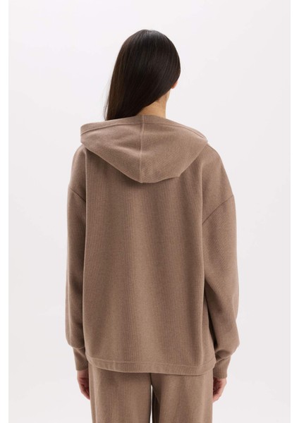 Relax Fit Kapüşonlu Basic Düz Sweatshirt E1995AX24WN