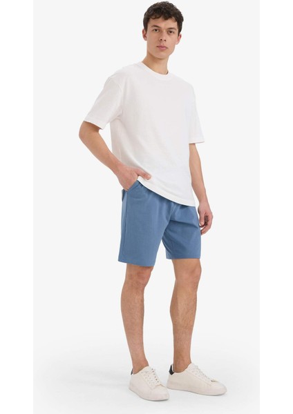 Slim Fit Dar Kesim Cepli Pamuklu Basic Düz Bermuda Şort W1105AZ25SP