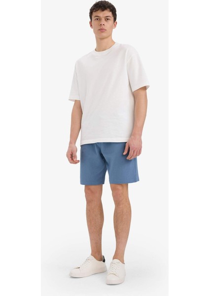 Slim Fit Dar Kesim Cepli Pamuklu Basic Düz Bermuda Şort W1105AZ25SP