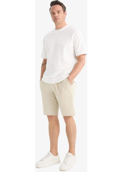 Slim Fit Dar Kesim Cepli Pamuklu Basic Düz Bermuda Şort W1105AZ25SP