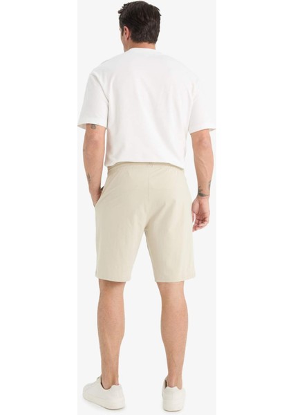 Slim Fit Dar Kesim Cepli Pamuklu Basic Düz Bermuda Şort W1105AZ25SP