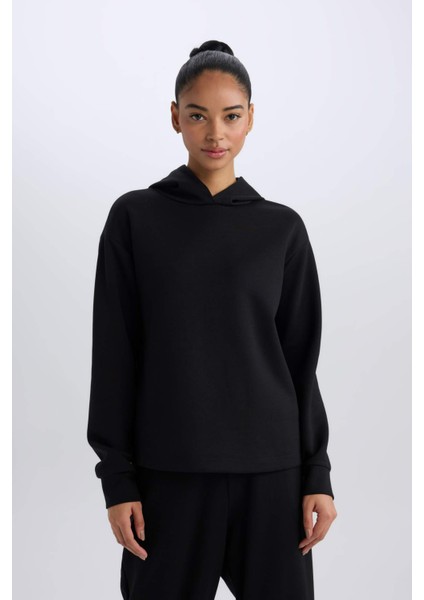 Fit Standart Fit Kapüşonlu Skuba Dalgıç Kumaş Sporcu Basic Düz Sweatshirt A5626AX25SP