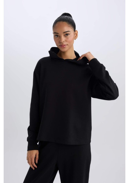 Fit Standart Fit Kapüşonlu Skuba Dalgıç Kumaş Sporcu Basic Düz Sweatshirt A5626AX25SP