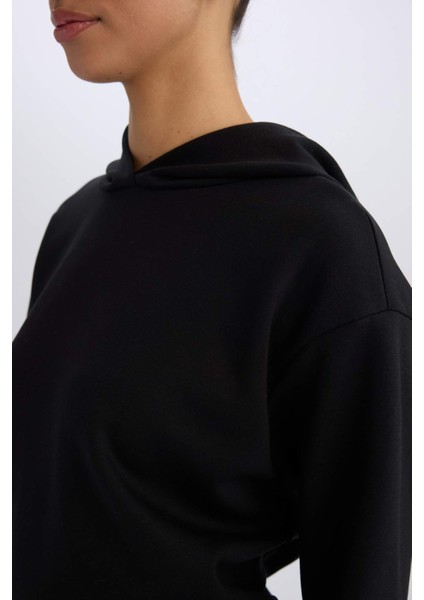 Fit Standart Fit Kapüşonlu Skuba Dalgıç Kumaş Sporcu Basic Düz Sweatshirt A5626AX25SP
