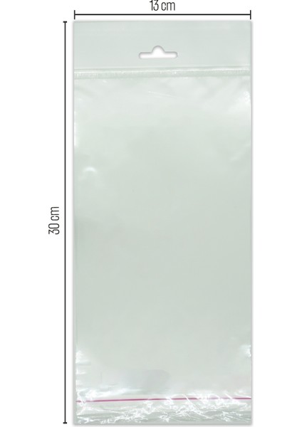 13*30 Sedefli Askılı (Askı Kısmı Beyaz) Bantlı OPP (Parlak-Şeffaf) Jelatin 100 Adet