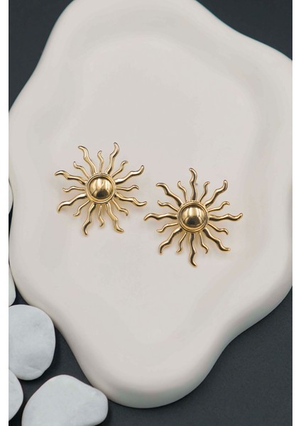 Altın Kaplama Kadın Işıltılı Güneş Küpe