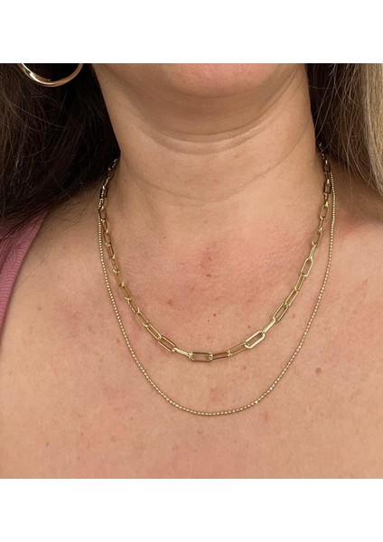 Kolye 2 zincirli Xupıng Kalite Ayar Zincir Parçalı 14 K Renk 45 cm Trend ve Şık Kolye uzatma zincirli fiyatları