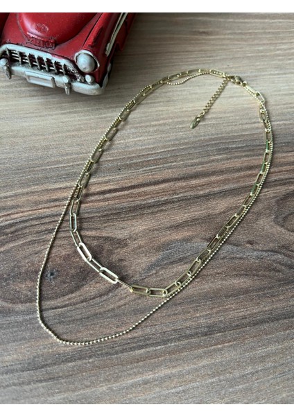 Kolye 2 zincirli Xupıng Kalite Ayar Zincir Parçalı 14 K Renk 45 cm Trend ve Şık Kolye uzatma zincirli indirimleri