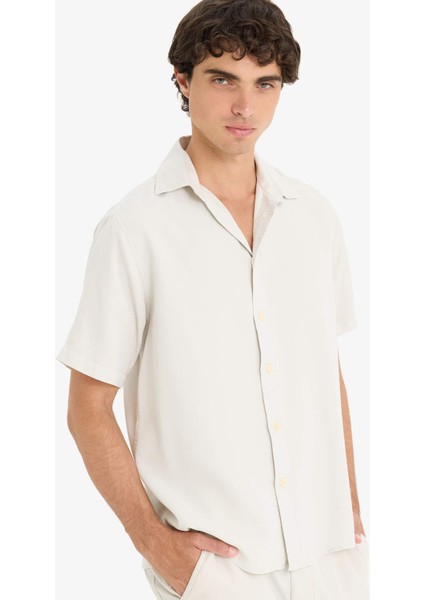 Regular Fit Tensel Kısa Kollu Gömlek E2530AX25SM