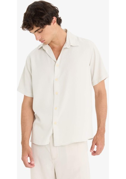 Regular Fit Tensel Kısa Kollu Gömlek E2530AX25SM