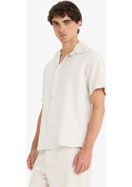 Regular Fit Tensel Kısa Kollu Gömlek E2530AX25SM