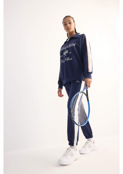 Fit Beli Bağcıklı Cepli Baskılı Standart Fit Jogger Sporcu Eşofman Altı