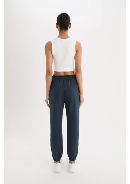 Fit Beli Bağcıklı Cepli Baskılı Standart Fit Jogger Sporcu Eşofman Altı