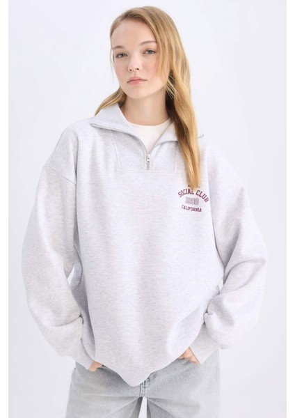 Coool Oversize Geniş Kalıp Basic Düz Sweatshirt E2433AX24WN