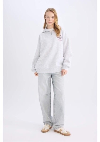 Coool Oversize Geniş Kalıp Basic Düz Sweatshirt E2433AX24WN