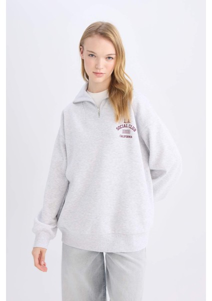 Coool Oversize Geniş Kalıp Basic Düz Sweatshirt E2433AX24WN