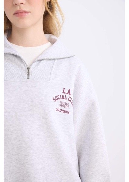 Coool Oversize Geniş Kalıp Basic Düz Sweatshirt E2433AX24WN