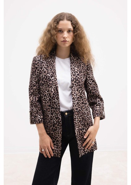 Regular Fit Leopar Desenli Blazer Ceket E1483AX24AU